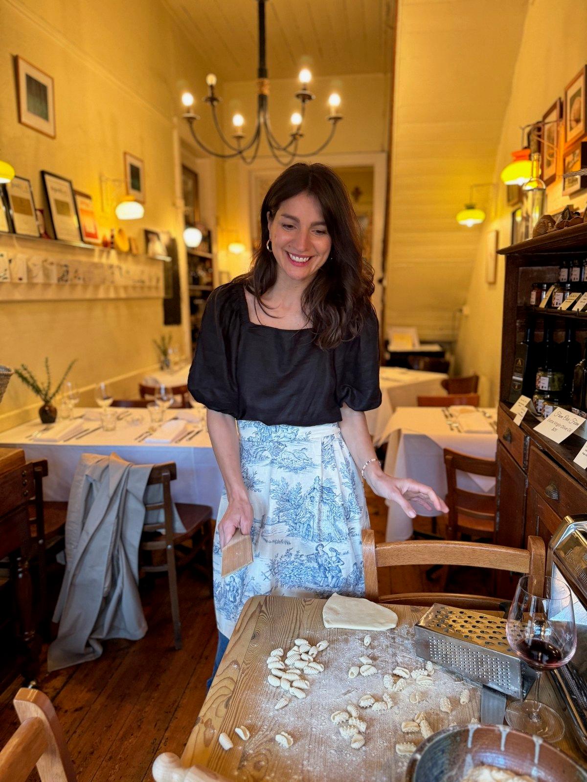 Snezana making pasta by hand at Da Noi